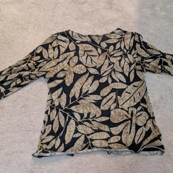 Christopher & Banks Black and Tan Leaf Cardigan - Picture 2 of 7